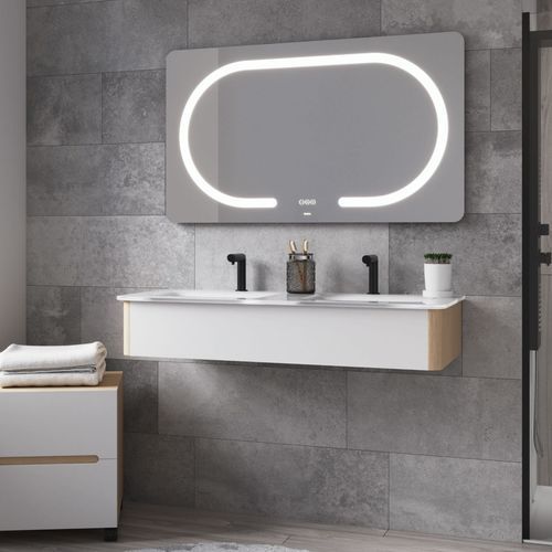 Wall-mounted bathroom mirror - HARMONY - BISELARTE - contemporary / rectangular / gray