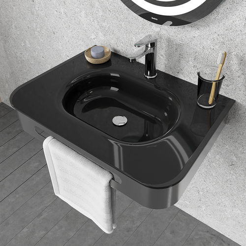 Wall-mounted washbasin - SPRING - BISELARTE - glass / with towel rack / high-gloss