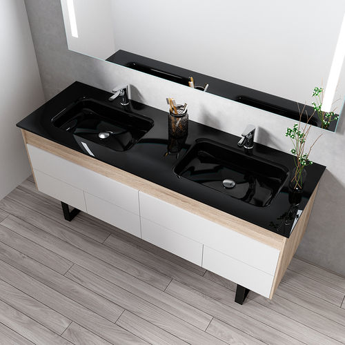 Built-in washbasin - NIZA - BISELARTE - glass / with counter / high-gloss