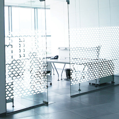 Glass decorative film - ATOMA - SolarScreen International - for partition wall / PET / adhesive
