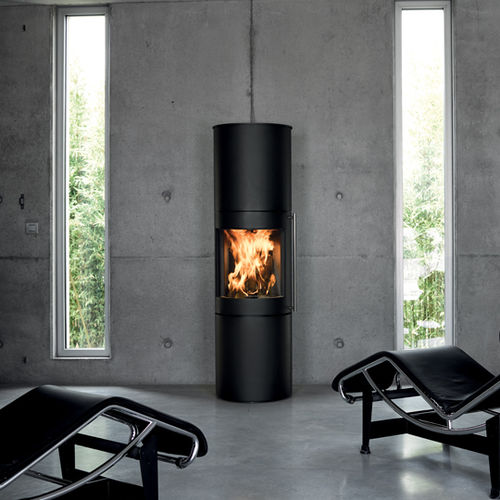 Wood heating stove - OPALE - Richard le Droff - 7 kW / contemporary / steel