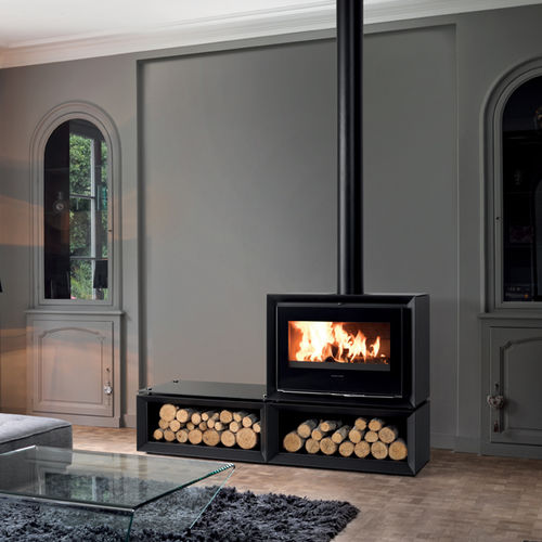Wood heating stove - HEXYUM  - Richard le Droff - 7 kW / contemporary / steel