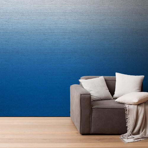 Contemporary wallpaper - COBALT - CALICO WALLPAPER - plain / fabric look / blue
