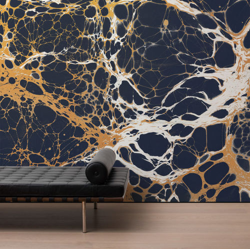 Contemporary wallpaper - AUBERGINE - CALICO WALLPAPER - abstract motif / handmade / fire-retardant