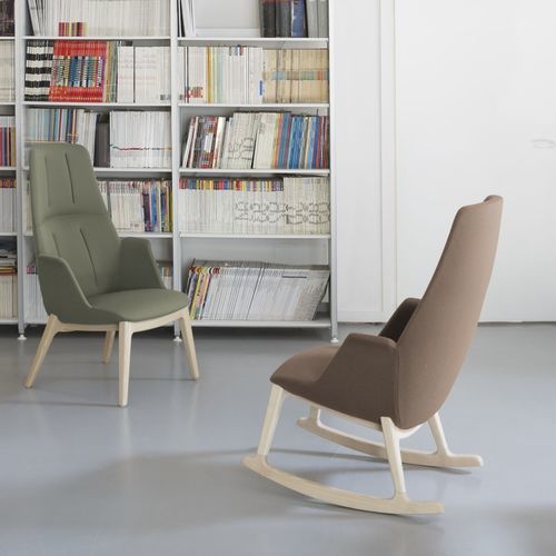 Contemporary visitor armchair - HIVE - True Design srl - fabric / solid wood / polyurethane