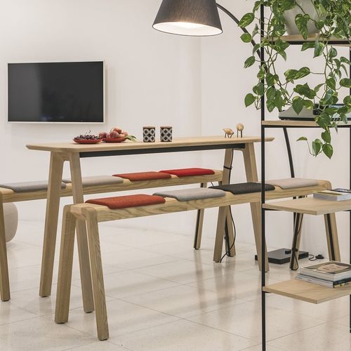 Contemporary bench - E-QUO - True Design srl - wooden / without backrest / without armrests