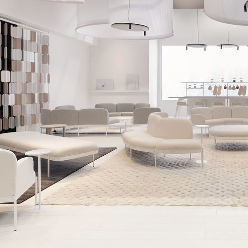 Contemporary ottoman - ABISKO - True Design srl - fabric / solid wood / steel