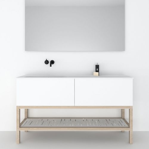 Double washbasin cabinet - 160 INT L 2C - CODIS - free-standing / bamboo / contemporary