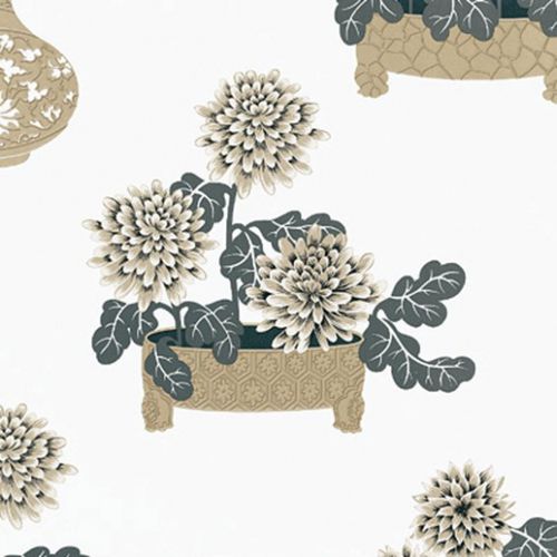 Oriental wallpaper - SAYONARA  - Equipo DRT - floral / white / blue