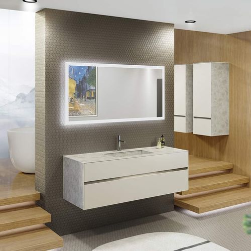Double washbasin cabinet - KARMA - DECOTEC - wall-hung / marble / Solid Surface