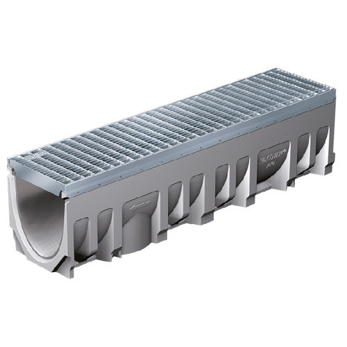 Drainage channel with grating - FILCOTEN® Pro 200 - NDS - sloped / fiber-reinforced concrete / galvanised steel grate