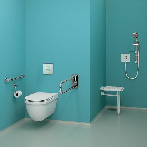 Stainless steel grab bar - 51016 series - DELABIE - curved / vertical / wall-mounted