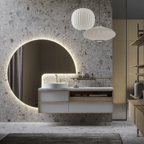 Double washbasin cabinet - novello - wall-hung / wooden / contemporary