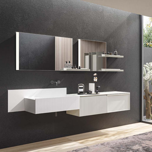 Wall-hung washbasin cabinet - 10 - novello - HPL / contemporary / with door