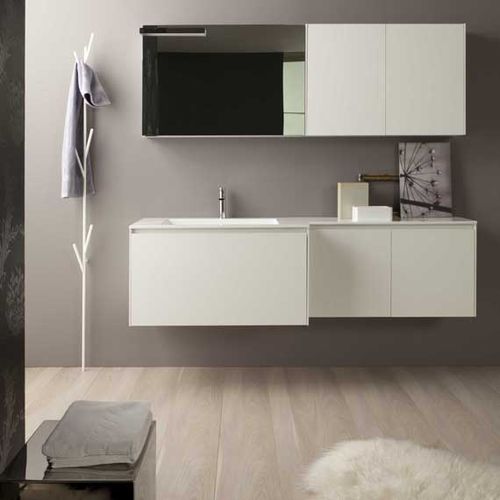 Wall-hung washbasin cabinet - G01 - novello - wooden / contemporary / with door