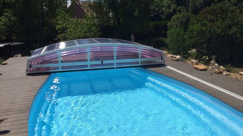 Low swimming pool enclosure - CHYPRE - abrisol - telescopic / metal / wooden