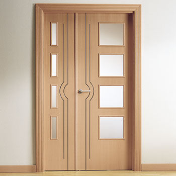 Interior door - MM1 SERIES - MARCOS MARTINEZ MINGUELA - wooden / swing / semi-glazed
