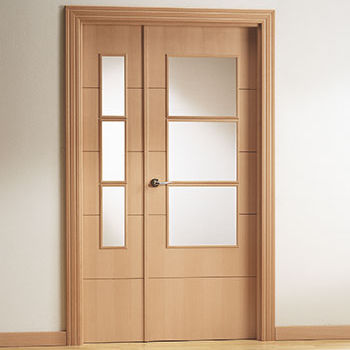 Interior door - MM4 SERIES - MARCOS MARTINEZ MINGUELA - wooden / swing / semi-glazed