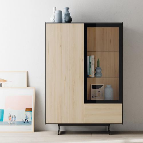 High sideboard - Lagrama - contemporary / wooden / with glass panel