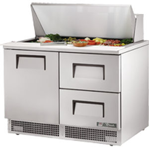 Stainless steel prep table - TFP-48-18M-D-2 - True Food International - steel / coated / polyethylene
