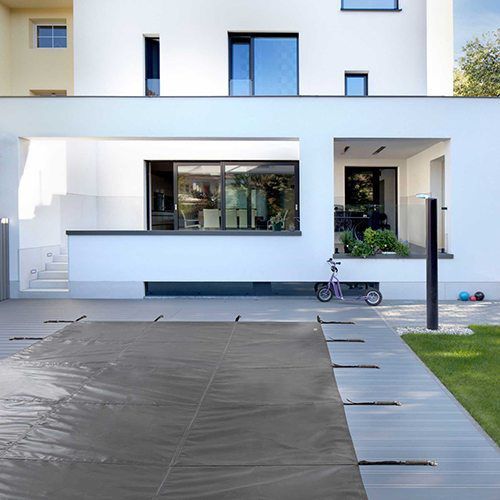 Swimming pool cover with rods - INITIAL  - DEL - automatic / winter / custom