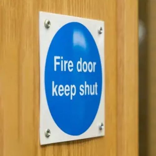 Door signage plate - MANDATORY  - Chubb - wall-mounted / stainless steel / indoor