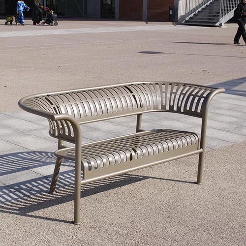 Traditional public bench - ROMÉO  - HUSSON INTERNATIONAL - wooden / steel / with backrest