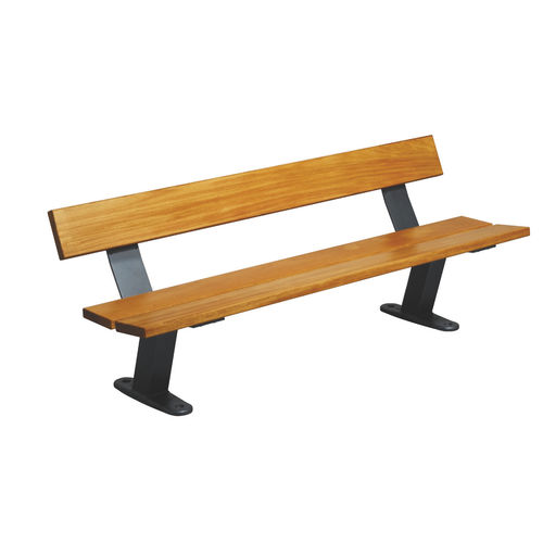 Contemporary public bench - VINCENNES - HUSSON INTERNATIONAL - wooden / galvanised steel / with backrest