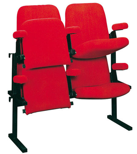 Contemporary auditorium seating - DOUBLET - textile / folding / red