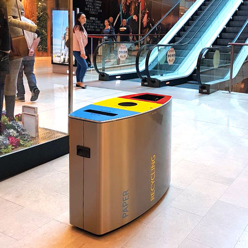 Public trash can - AERO - botton & gardiner urban furniture - recycling / polished stainless steel / contemporary