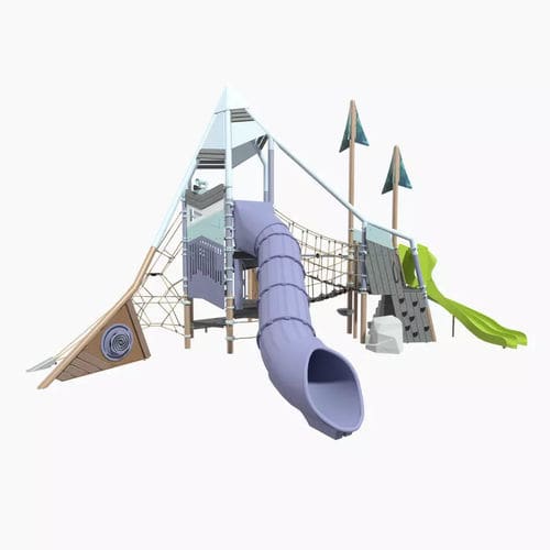 Playground structure - Summit&trade; EN - Design 7189 - LANDSCAPE STRUCTURES - powder-coated steel / polyethylene / recycled plastic
