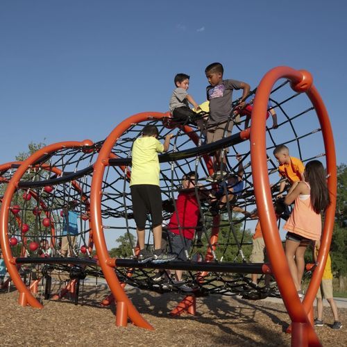 Playground structure - The Greenline at Brooks - LANDSCAPE STRUCTURES - powder-coated steel / polyethylene / recycled plastic