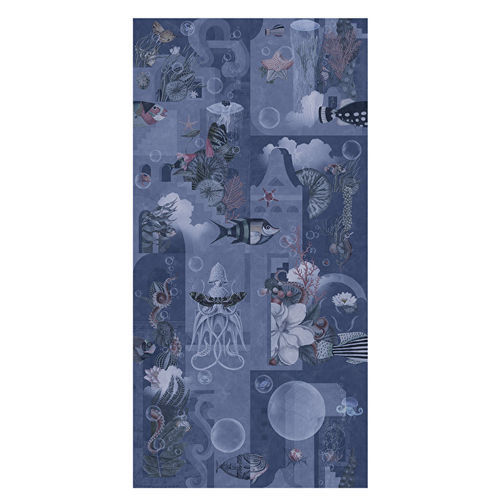 Ceramic decorative panel - GARDEN OF DREAMS NAVY B - Devon&Devon - for interior / smooth / blue