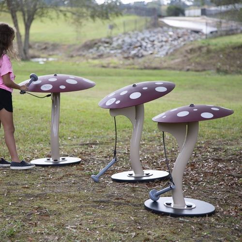 Musical play structure - MUSHROOMS - progressive design playgrounds - for playground / for public building / metal
