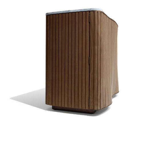 Contemporary bar cabinet - KIRI - GIORGETTI - walnut / MDF / leather