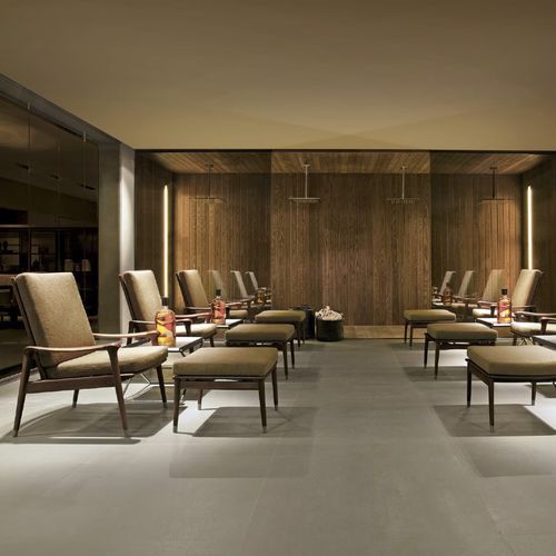 Contemporary armchair - DENNY - GIORGETTI - fabric / leather / walnut