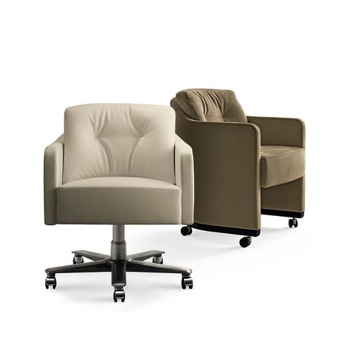 Contemporary armchair - MUSA - GIORGETTI - fabric / leather / steel