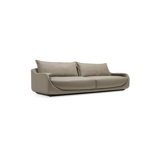 Contemporary sofa - MARTINI - GIORGETTI - fabric / leather / brown