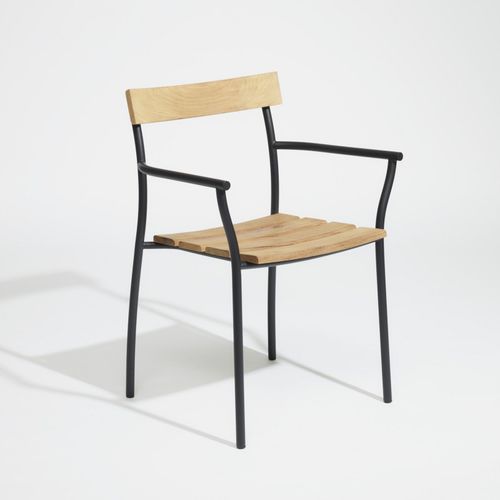 Contemporary armchair - CICALA - Tectona - teak / stainless steel / outdoor