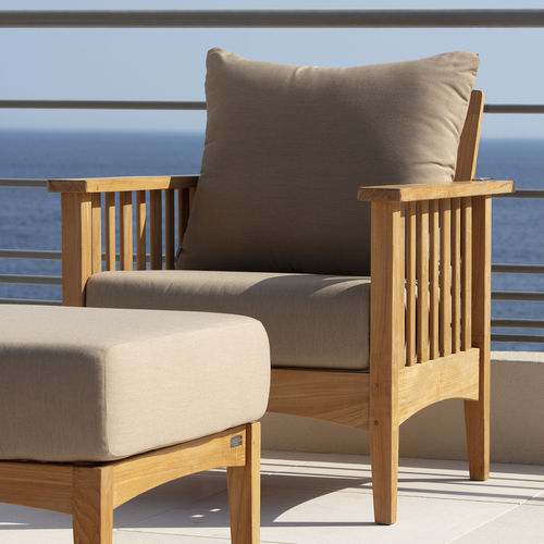 Contemporary armchair - GOA - Tectona - Sunbrella® / teak / beige