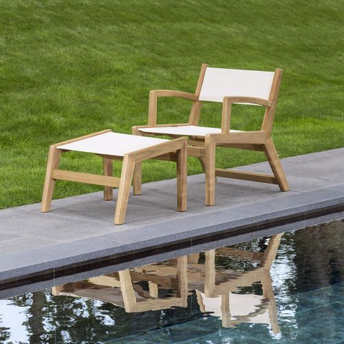 Traditional footrest - SOUTHAMPTON - Tectona - Batyline® / teak / garden