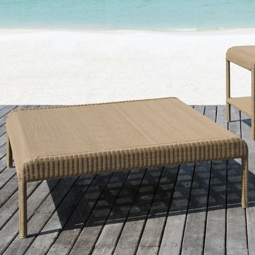 Contemporary coffee table - SHANGHAI - Tectona - resin wicker / wooden base / square