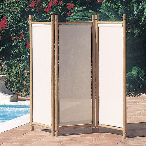 Contemporary screen - CLIFF - Tectona - teak / Batyline® / stainless steel