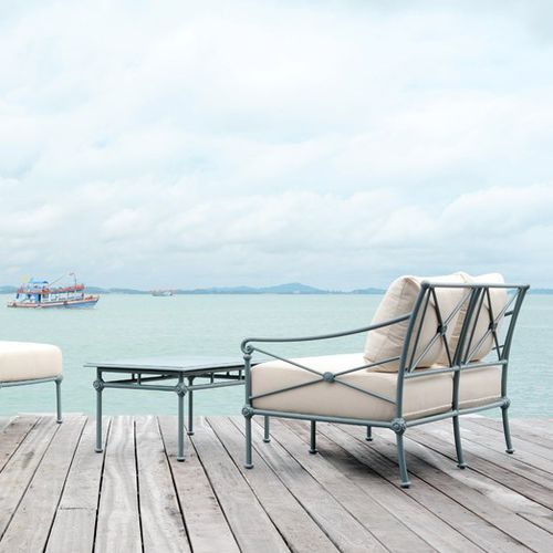 Traditional sofa - 1800 - Tectona - garden / Sunbrella® / with removable cushion