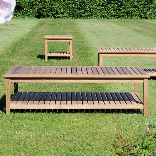 Contemporary coffee table - DUXFORD  - Tectona - teak / wooden base / rectangular