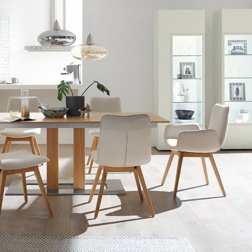 Contemporary dining chair - S 700 - hülsta - indoor / fabric / wooden base