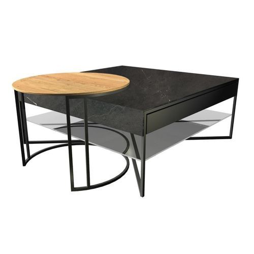Contemporary coffee table - CT 230 - hülsta - glass / natural oak / ceramic