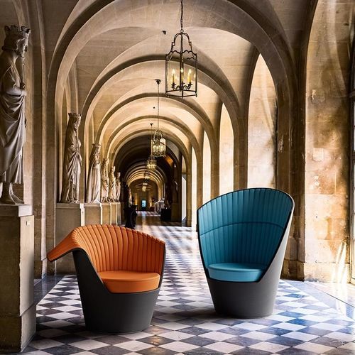 Contemporary armchair - CUELLO - hülsta - leather / high-back / with folding backrest