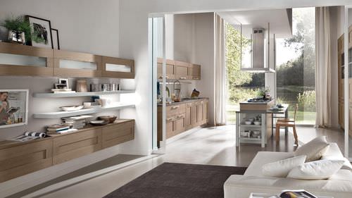 Contemporary living room wall unit - GALLERY - CUCINE LUBE - lacquered wood