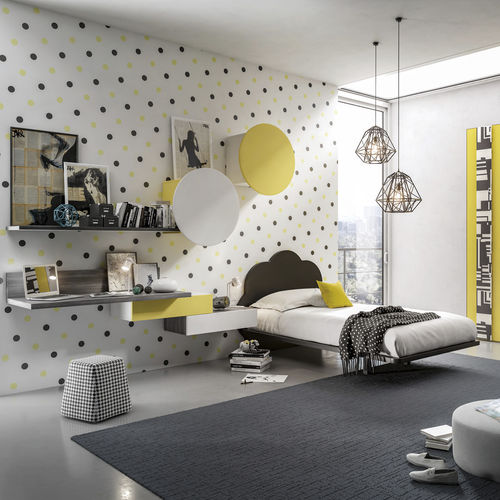 White children's bedroom furniture set - 346 - TUMIDEI - yellow / melamine / anodized aluminum